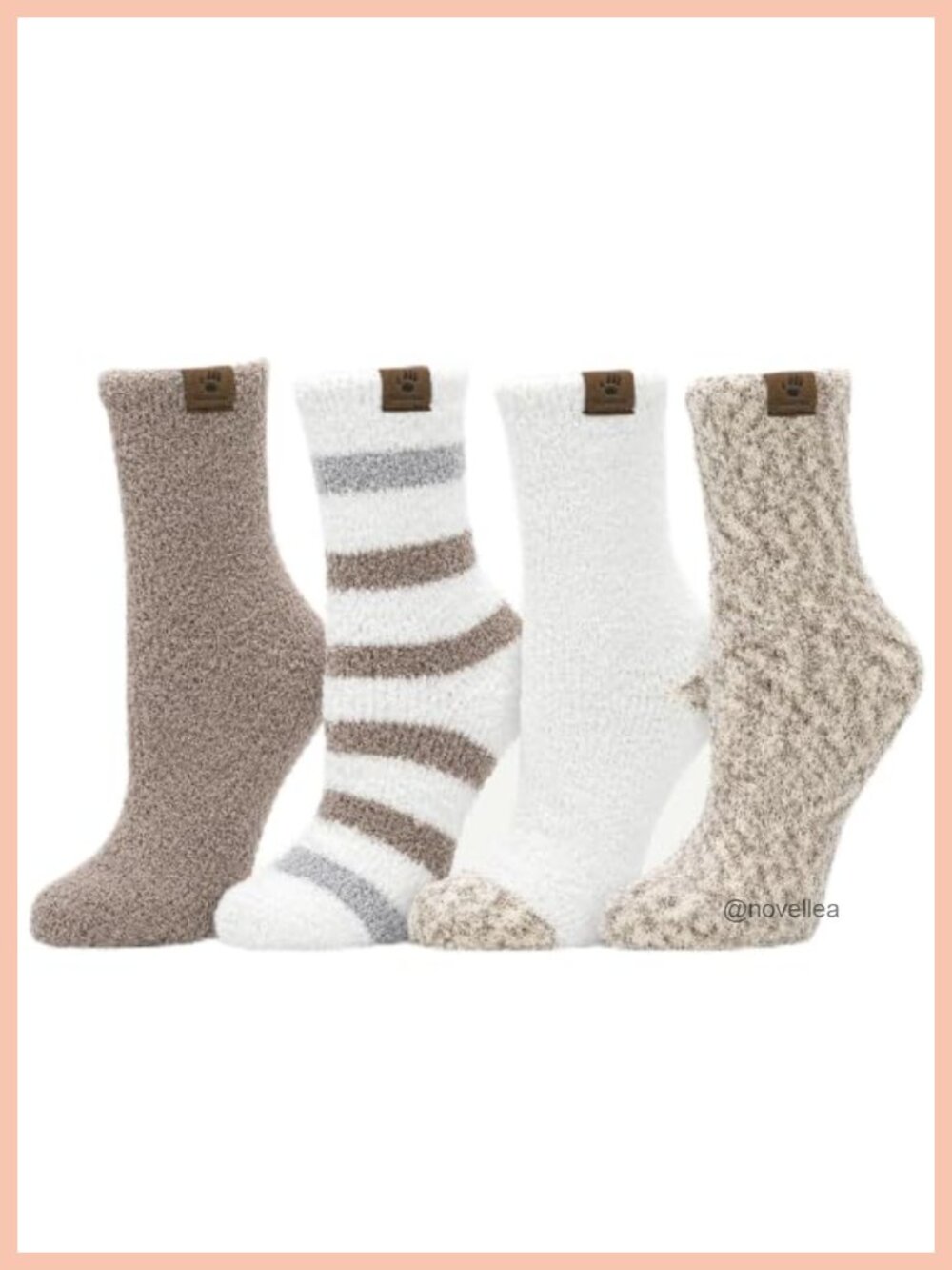 4 Pack Cozy Super Soft Lounge Crew Socks Polyester Spandex